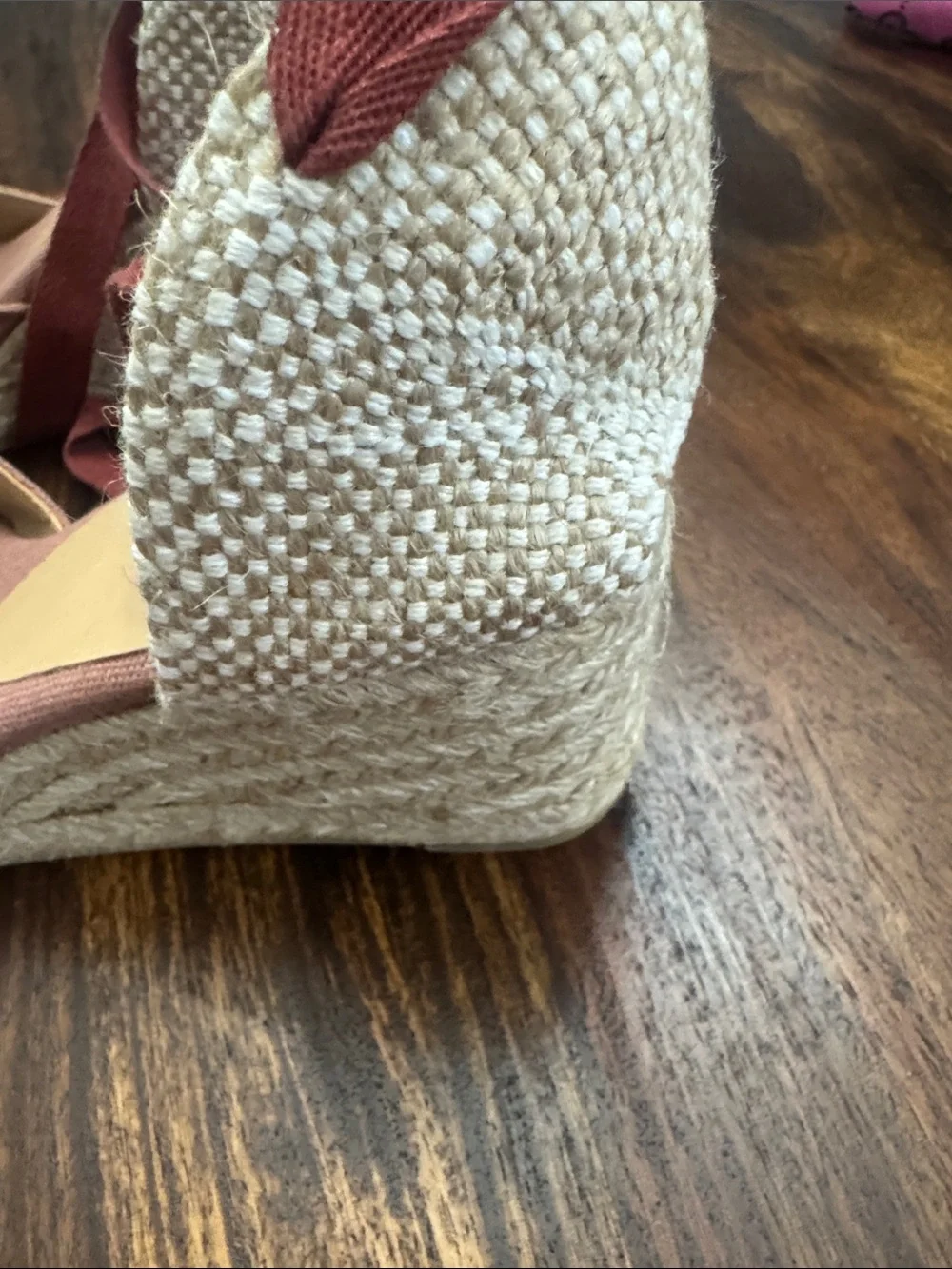 Castaner Rose Canvas Espadrille Wedges with Ankle Ties